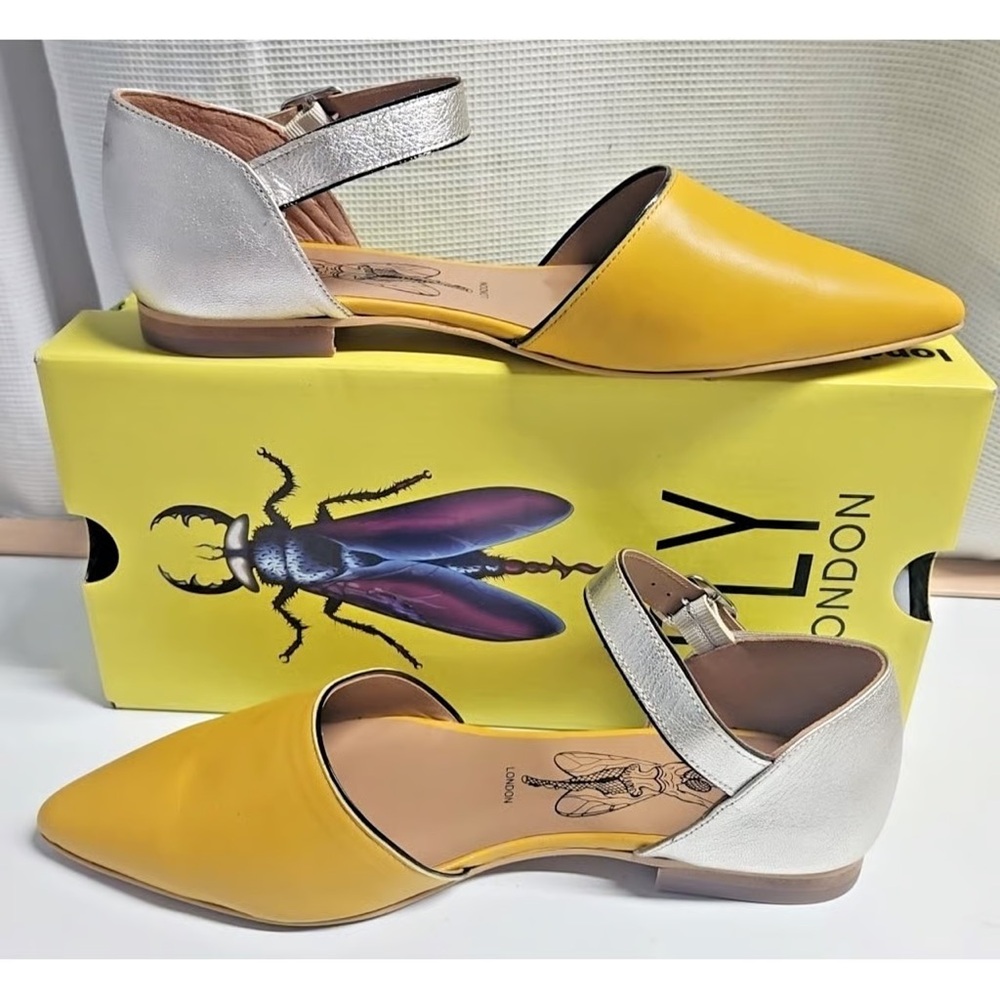 Fly London Mustard and Metallic Flats